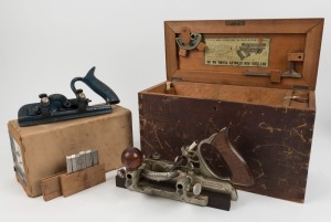 A Stanley No.45 with rosewood handles and cutters in original fitted and labeled box, together with a Carter C54 plough and groover plane made in Australia, (2 items), the largest box 21x36x16cm