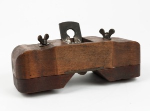 A very rare Richard Bray V shape moulding plane made in Oakleigh, Melbourne, Australia from Australian hardwood, with adjustable guide, 21cm long.