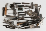 A very large selection of hand tools, including punches, battery repair kit, lathe tools, hammers, screwdrivers, staple guns and kitchen hand tools, (40+ items), the largest 68cm long. - 2