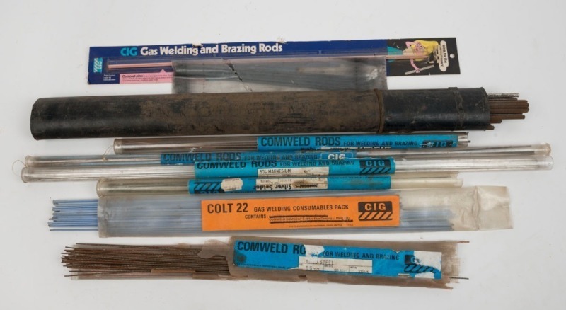 A large bundle of brazing and welding rods, various sizes and thickness mainly by C.I.G., (qty) the largest rod 80cm long.