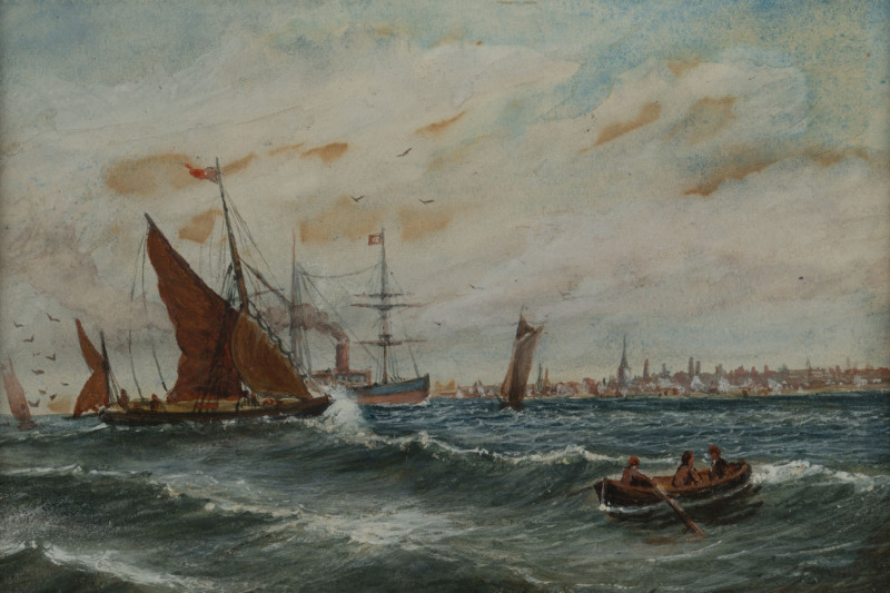 ARTIST UNKNOWN, (19th century), harbour scene, watercolour and gouache, 12 x 17cm