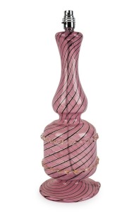 DINO MARTENS (attributed) vintage pink and black Murano glass table lamp base, mid 20th century, 47cm high overall