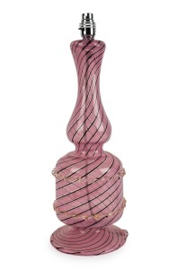 DINO MARTENS (attributed) vintage pink and black Murano glass table lamp base, mid 20th century, ​​​​​​​47cm high overall