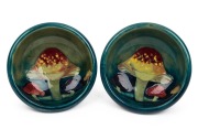 MOORCROFT "Claremont" pattern pair of English pottery bowls, impressed "Moorcroft, England", ​​​​​​​4cm high, 11.5cm diameter