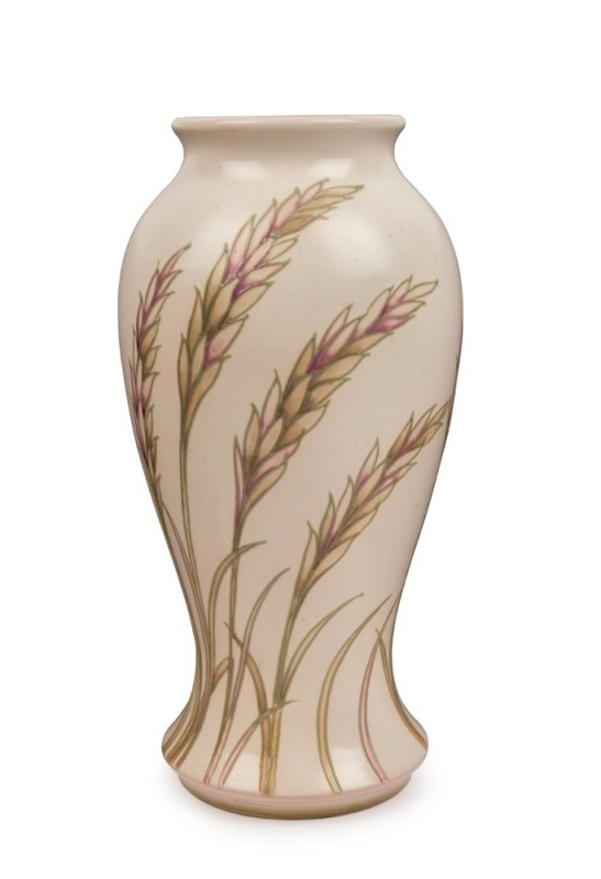 MOORCROFT "Waving Corn" pattern English pottery vase, blue signature mark to base with impressed mark (partially obscured), ​​​​​​​23cm high