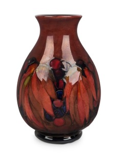 MOORCROFT "Leaf and Berry" pattern flambé English pottery vase, impressed signature mark "Moorcroft, Potters To H.M. The Queen, Made In England", 24cm high