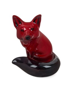 ROYAL DOULTON "Flambe" English porcelain fox statue, stamped "Royal Doulton, Flambe, Made In England", ​​​​​​​11cm high,  