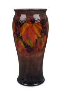 MOORCROFT "Leaf and Blackberry" pattern flambé English pottery vase, impressed signature mark "Moorcroft, Potters To H.M. The Queen, Made In England", ​​​​​​​27cm high