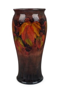MOORCROFT "Leaf and Blackberry" pattern flambé English pottery vase, impressed signature mark "Moorcroft, Potters To H.M. The Queen, Made In England", 27cm high