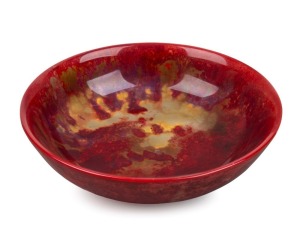 ROYAL DOULTON "Flambe" English porcelain bowl by FRED MOORE, circa 1920s, stamped "Royal Doulton Flambe, Made In England, F.M.", 4.5cm high, 15.5cm diameter
