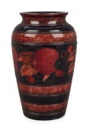 MOORCROFT "Banded Pomegranate" flamb&eacute; English pottery vase, impressed "Moorcroft", 13cm high