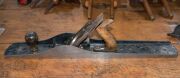 Stanley Bailey U.S.A., No.8, Sargent No.8 with Taylor blade along with Pope 4½" hand plane, (3 items), the largest 61cm long. - 2