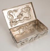 A Chinese export silver dragon box of impressive proportions, 19th/20th century,  8cm high, 24cm wide, 15cm deep, 825 grams - 4