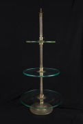 An antique brass and glass adjustable shop display stand, 19th century, 72cm high - 2