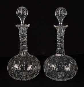 A pair of antique English crystal decanters, ​​​​​​​30cm high