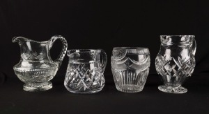 Four assorted antique and vintage cut crystal water jugs, 19th and early 20th century, the largest 19.5cm high