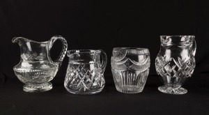 Four assorted antique and vintage cut crystal water jugs, 19th and early 20th century, ​​​​​​​the largest 19.5cm high