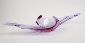 A cranberry Murano glass console bowl, circa 1960s, ​​​​​​​12cm high, 63cm wide