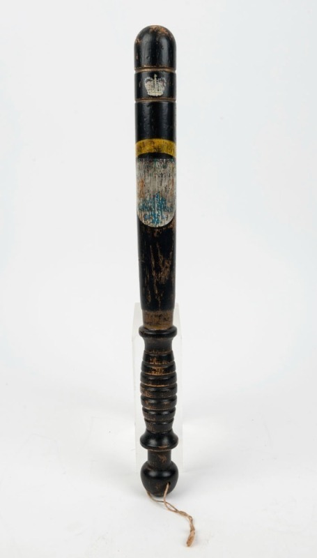 POLICE TRUNCHEON antique example with remains of painted finish, 19th century, ​​​​​​​45cm long