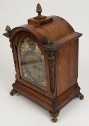 WINTERHALDER & HOFMEIER antique German oak cased table clock with 8 day spring driven movement, quarter chiming on two coil gongs, late 19th century, 40cm high - 3