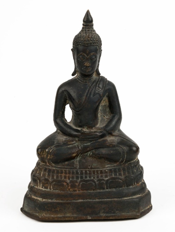 An antique bronze seated Buddha statue, 19th century, ​​​​​​​19cm high