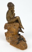 An antique French Art Nouveau sculpture, gilt bronze and Sienna marble, signed&nbsp;MANGINOT, late 19th century, ​​​​​​​24cm high - 2