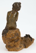 An antique French Art Nouveau sculpture, gilt bronze and Sienna marble, signed&nbsp;MANGINOT, late 19th century, ​​​​​​​24cm high - 4