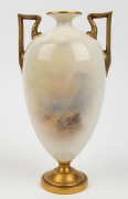 ROYAL WORCESTER "Highland Cattle" English porcelain vase, 20th century, puce factory mark to base, ​​​​​​​28cm high - 2