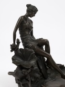 An Art Nouveau style cast bronze statue of a lady and lily pads&nbsp;by a pond, 20th century, ​​​​​​​19.5cm high - 3