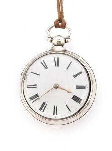 POCKETWATCH: a Gentleman's sterling silver open face pair cased pocketwatch and key. 65mm