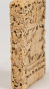 An antique Chinese carved ivory card case depicting Napoleon's tomb, mid 19th century, 10.5cm high - 8