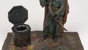 FRANZ BERGMAN (1861-1936) antique Austrian cold-painted bronze figural inkwell of a Bedouin warrior, circa 1900, 17cm high - 2