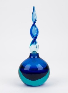 SEGUSO (attributed), blue sommerso Murano glass bottle and stopper, 21.5cm high