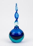 SEGUSO&nbsp;(attributed), blue sommerso Murano glass bottle and stopper, 21.5cm high