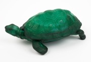 A Bohemian malachite glass turtle jewellery casket, circa 1920s, ​​​​​​​20cm long - 2