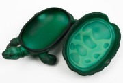 A Bohemian malachite glass turtle jewellery casket, circa 1920s, ​​​​​​​20cm long - 3