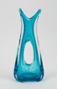 A blue Murano glass vase with beak top, ​​​​​​​28cm high