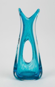 A blue Murano glass vase with beak top, 28cm high