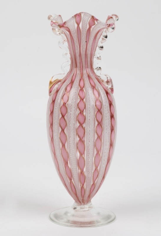 Murano latticino glass vase, mid 20th century, ​​​​​​​22cm high