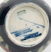 MOORCROFT&nbsp;"Claremont" pattern English pottery vase on celadon and blue ground, impressed "Moorcroft, Made In English", 17.5cm high - 6
