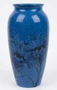 MOORCROFT&nbsp;"Cornflower" pattern English pottery vase on blue ground, impressed "Moorcroft, Made In England", 26cm high - 2
