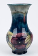 MOORCROFT&nbsp;"Pansy" pattern English pottery vase on celadon and blue ground, impressed "Moorcroft, Burslem", 16.5cm high - 2