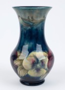 MOORCROFT&nbsp;"Pansy" pattern English pottery vase on celadon and blue ground, impressed "Moorcroft, Burslem", 16.5cm high - 3