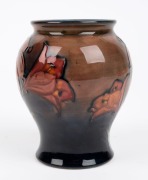 MOORCROFT flambe floral pattern English pottery vase, impressed "W. Moorcroft, Potters To H.M. The Queen, Made In England", 14.5cm high - 2