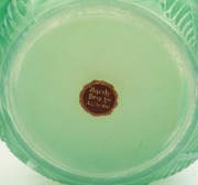 LALIQUE&nbsp;"ORMEAUX" jade green French art glass vase, circa 1926, engraved "R. LALIQUE, FRANCE" bearing&nbsp;original retailer's label "HARDY BROS. Ltd. AUSTRALIA", 17cm high - 2