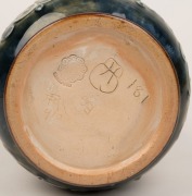 DOULTON LAMBETH antique English pottery vase with sgraffito decoration of cows and horses in landscape, by HANNAH and FLORENCE BARLOW, 19th century, impressed factory mark with artists monograms to base, 26cm high - 5