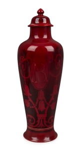 BERNARD MOORE Flambe pottery lidded vase, signed "Bernard Moore, 1910, J.A.", 28cm high