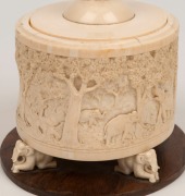 An antique Indian carved ivory casket on timber base, 19th century, ​​​​​​​16cm high, 15cm wide - 2