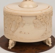 An antique Indian carved ivory casket on timber base, 19th century, ​​​​​​​16cm high, 15cm wide - 3