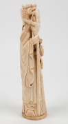 An antique Chinese carved ivory statue of a man with dragon staff and peonies, Qing Dynasty, 19th/20th century, ​​​​​​​23.5cm high - 2